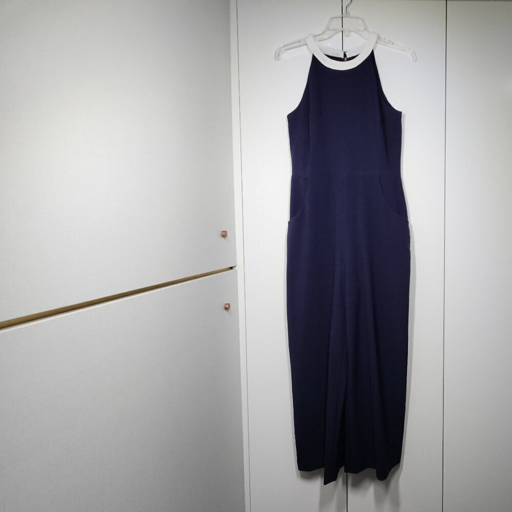 Karl Lagerfeld Paris Navy Blue Sleeveless Jumpsuit Women's Size 6 - Picture 4 of 12